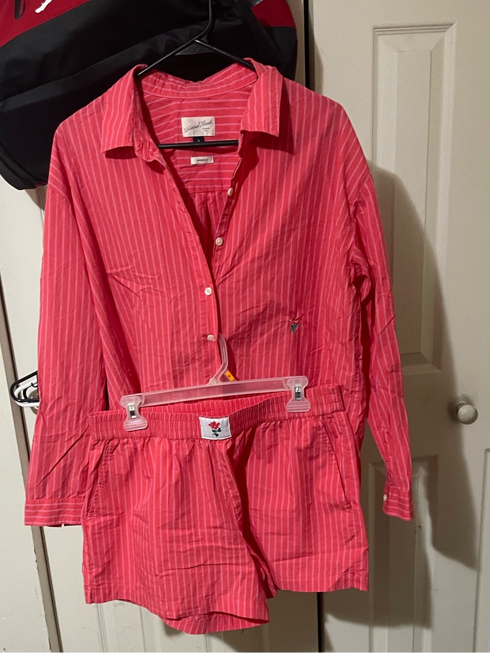 Universal Thread Coral Pink Pinstripe Pajama Set